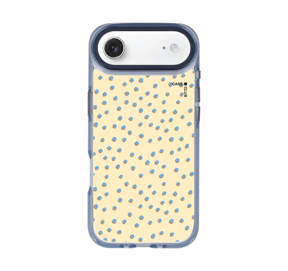 blue & yellow brush polka dots