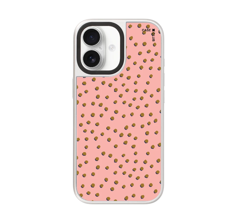 brown & pink brush polka dots
