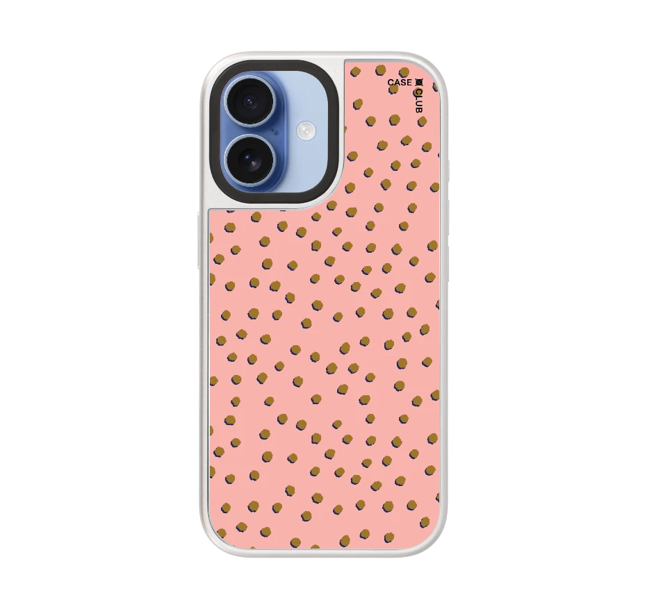 brown & pink brush polka dots