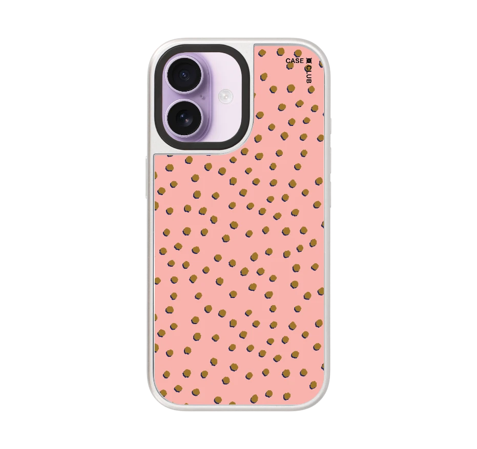 brown & pink brush polka dots