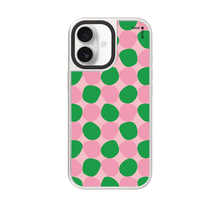 ลาย dot จุดสีเขียวชมพู