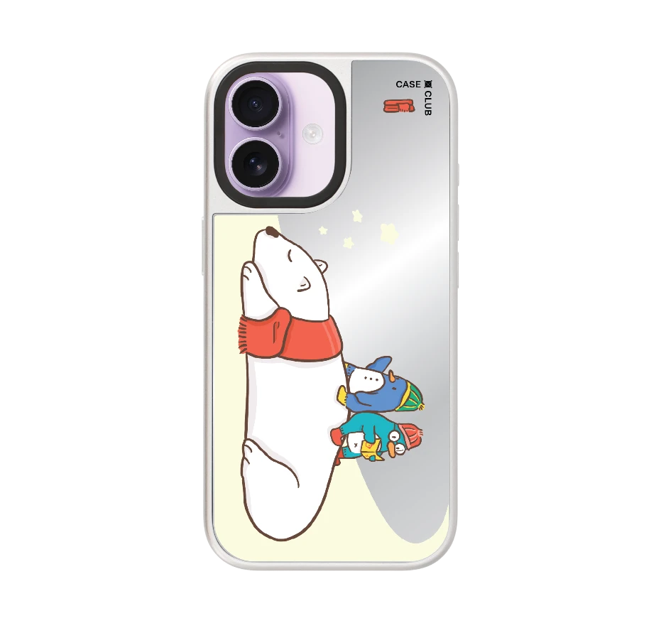 หมีขั้วโลกนอนเล่นกันเพื่อนเพนกวิน