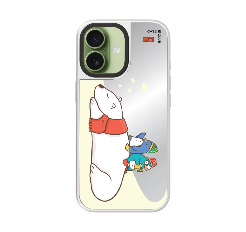 หมีขั้วโลกนอนเล่นกันเพื่อนเพนกวิน