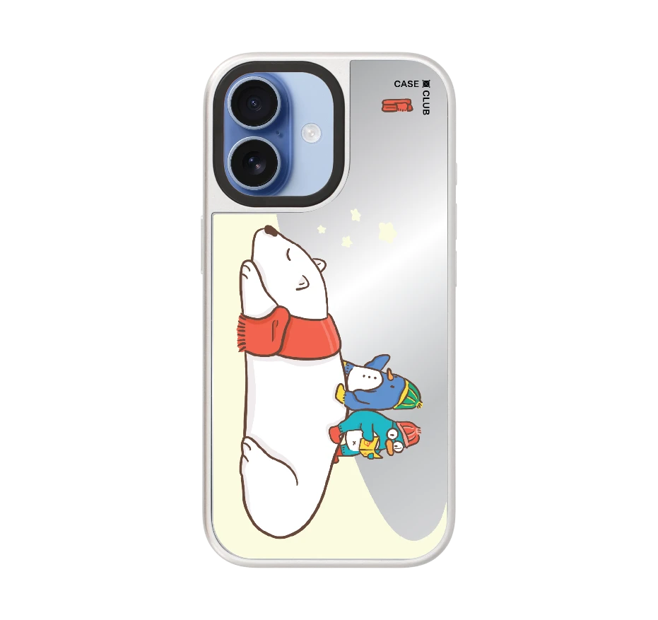 หมีขั้วโลกนอนเล่นกันเพื่อนเพนกวิน