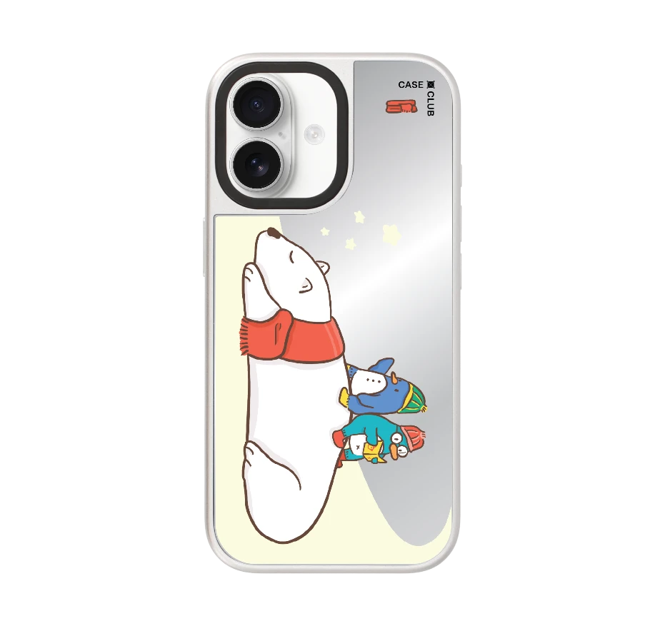 หมีขั้วโลกนอนเล่นกันเพื่อนเพนกวิน