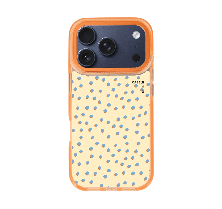 blue & yellow brush polka dots