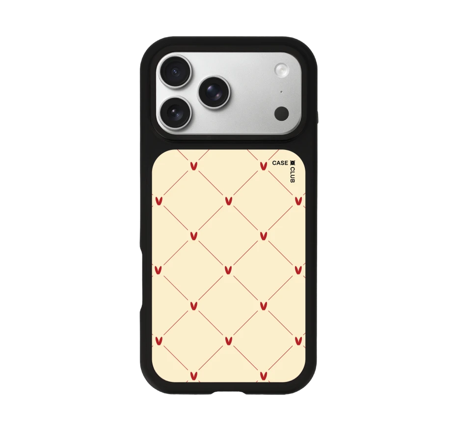 cream polka heart
