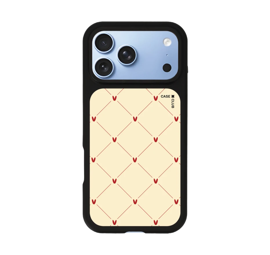 cream polka heart
