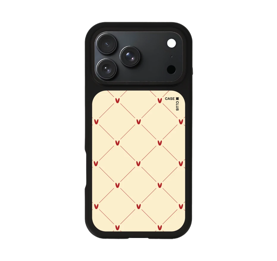 cream polka heart