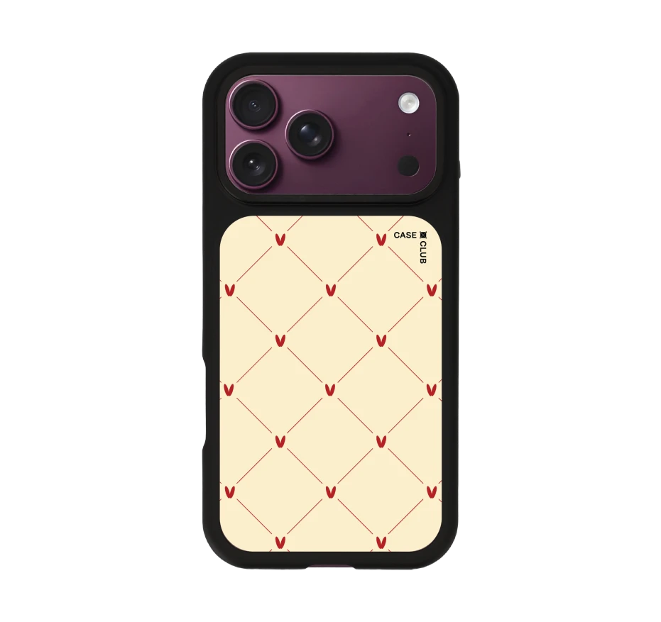 cream polka heart