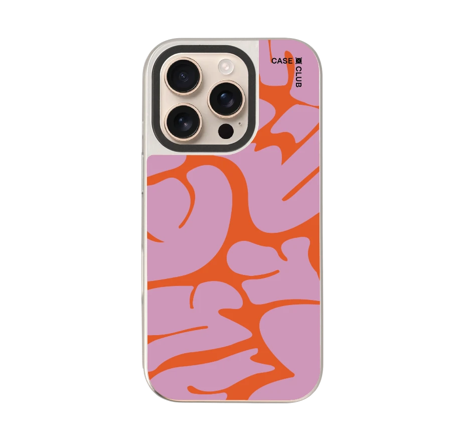 ลายเส้นใบไม้ชมพูส้ม