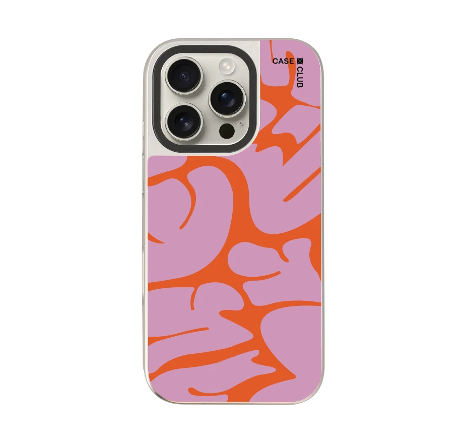 ลายเส้นใบไม้ชมพูส้ม