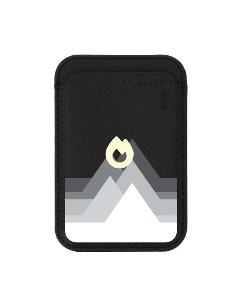 Black MagSafe wallet with a grey mountain print