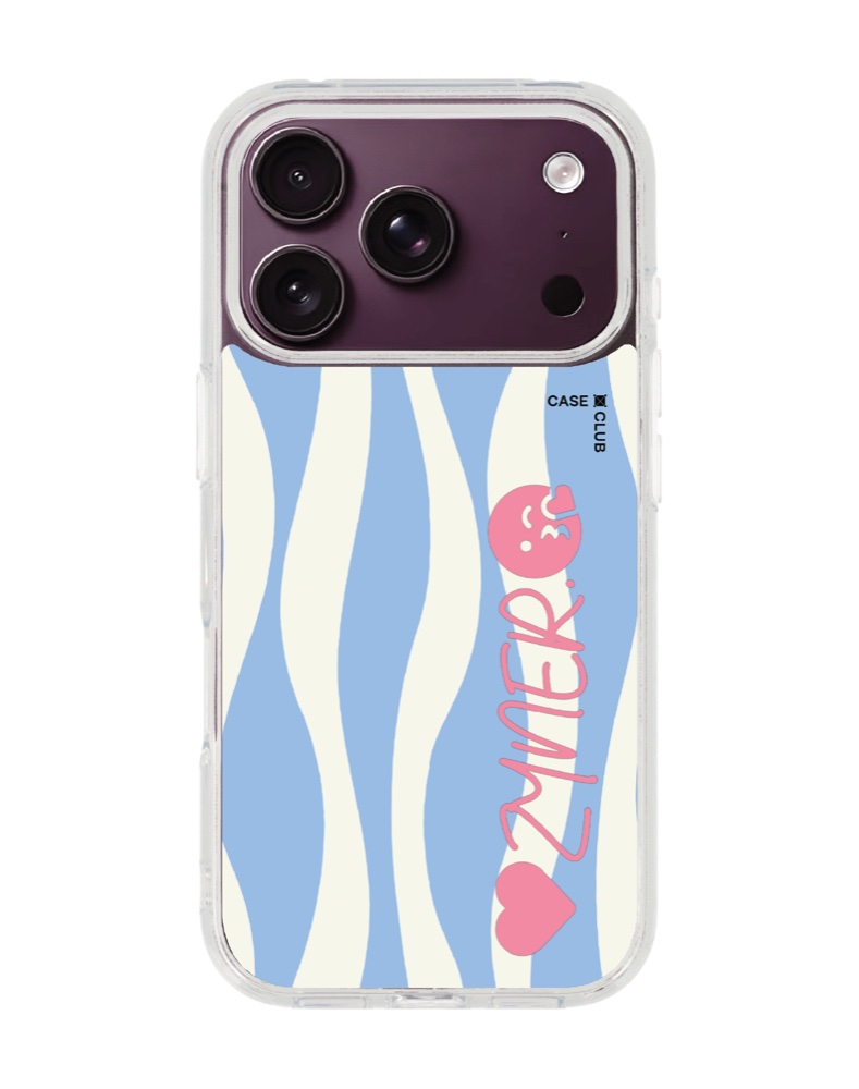 White and blue wavy stripe case