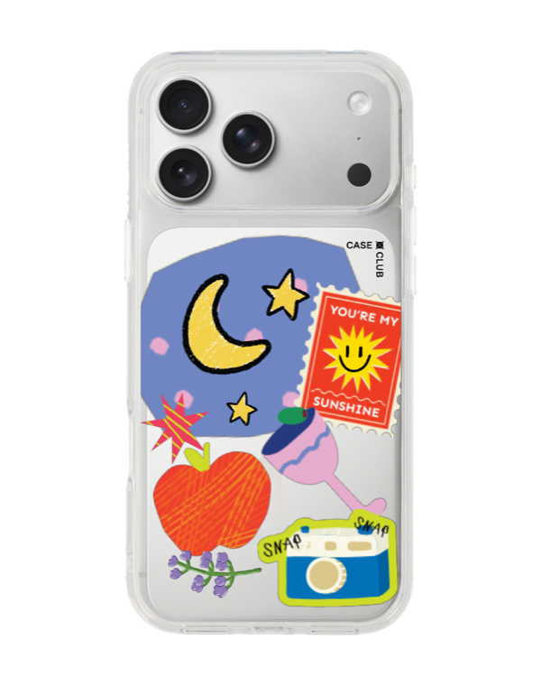 เคสใสสติกเกอร์พระจันทร์ ดาว แสตมป์ You are my sunshine และกล้อง