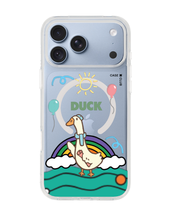 เคสใสลายเป็ด DUCK ยืนบนสายรุ้งและเมฆ