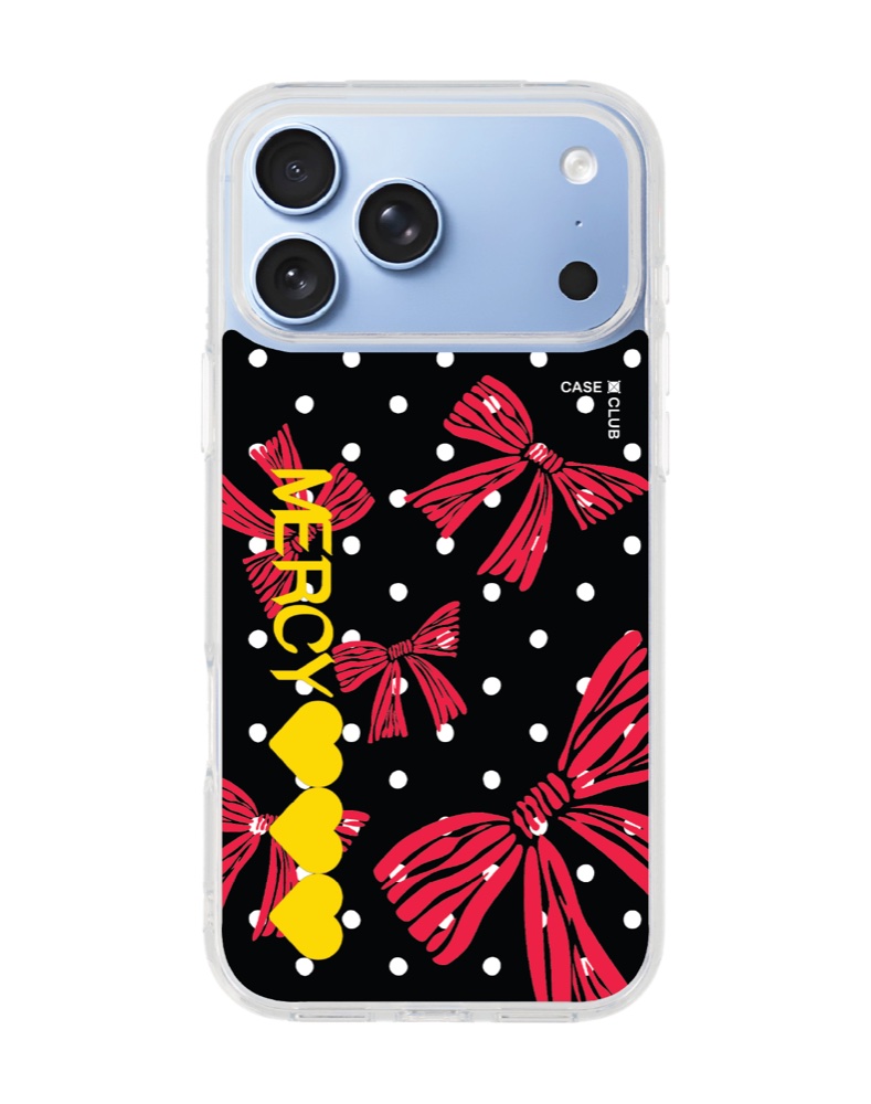 เคสสีดำลายจุดขาวพร้อมโบว์สีแดง