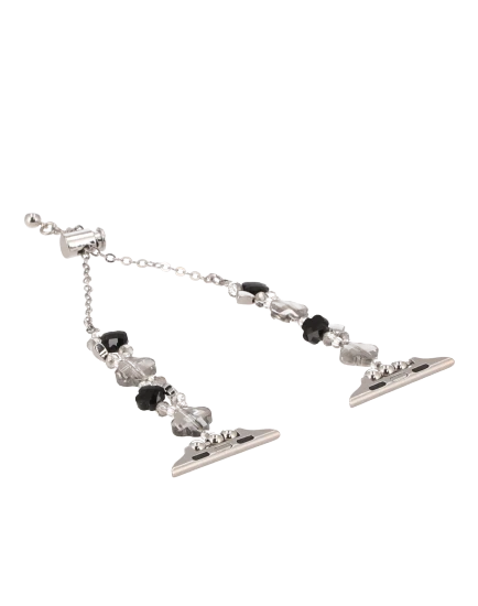 apple watch strap grey crystal with black flower 40/41 mm