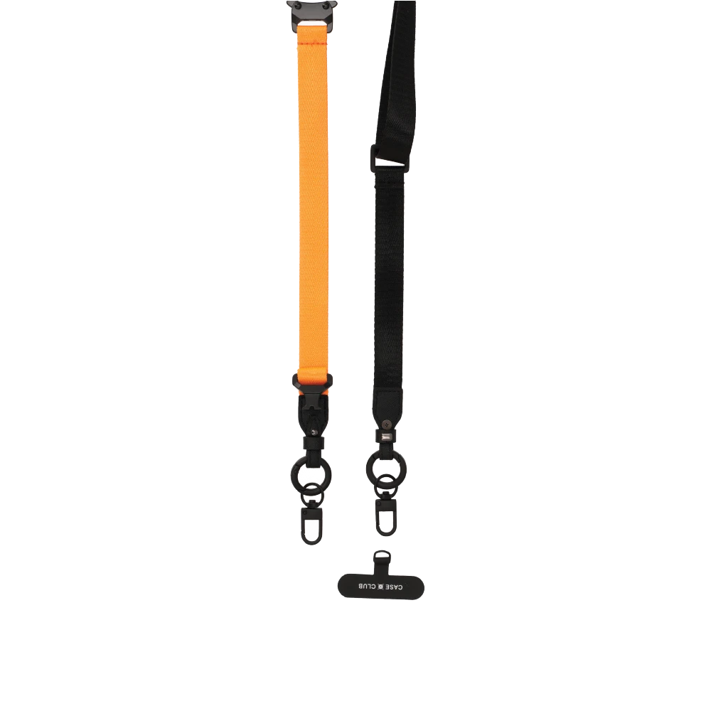 black/orange crossbody 2 in 1 lanyard