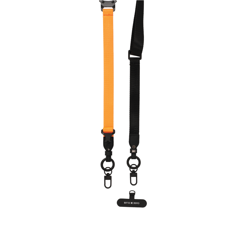 black/orange crossbody 2 in 1 lanyard