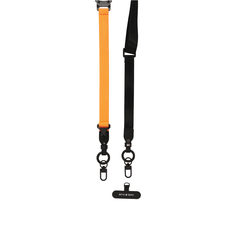 black/orange crossbody 2 in 1 lanyard