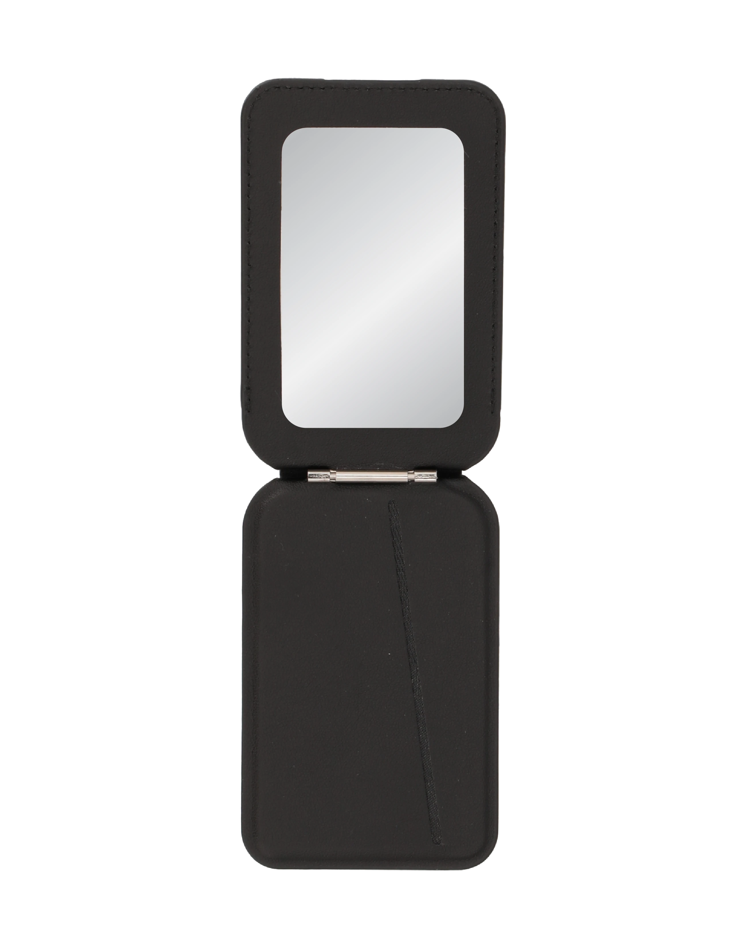 foldable mirror magsafe wallet black