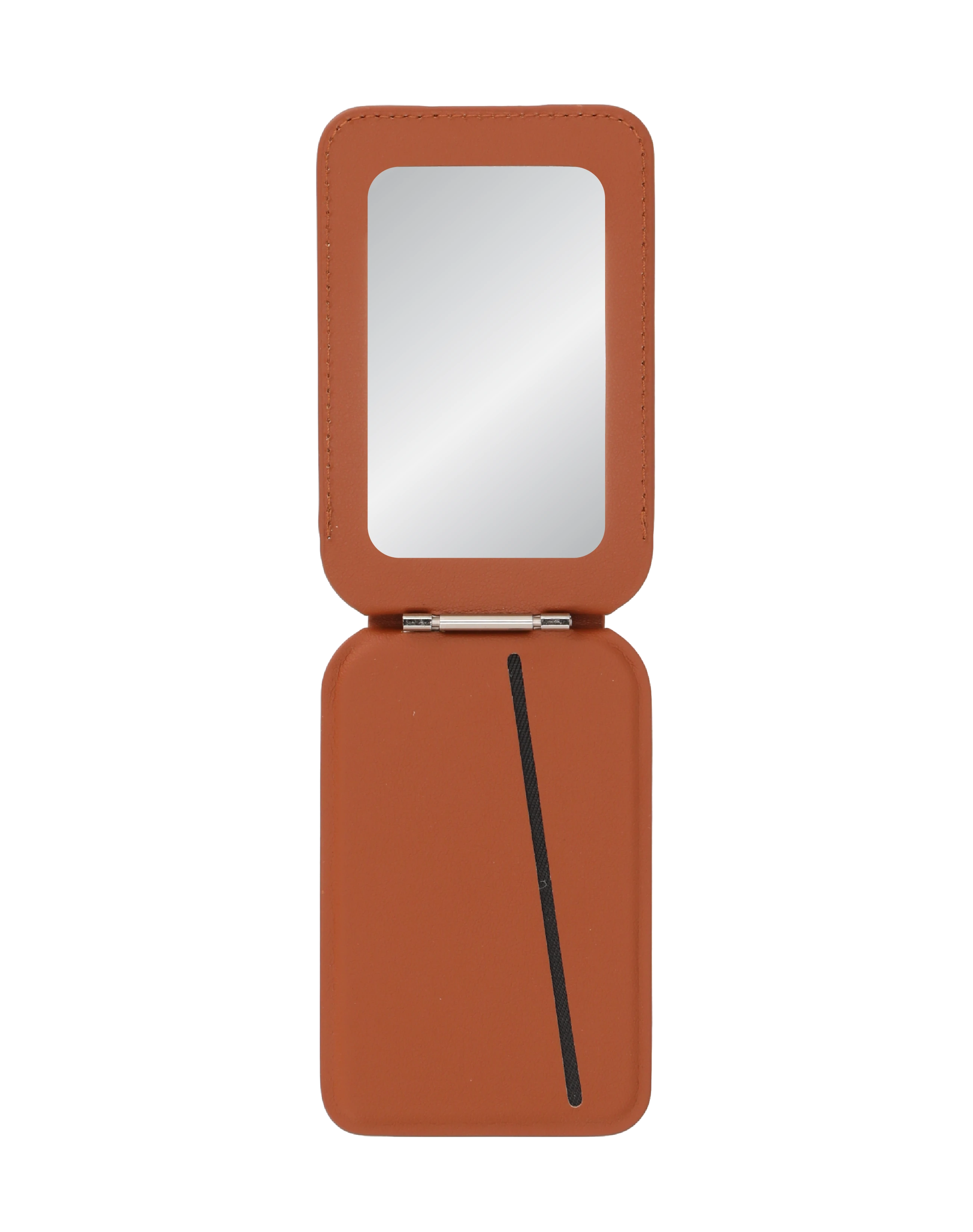 foldable mirror magsafe wallet brown