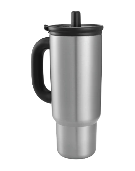 แก้วเก็บความเย็นมีหูจับ สีเงิน (tumbler)