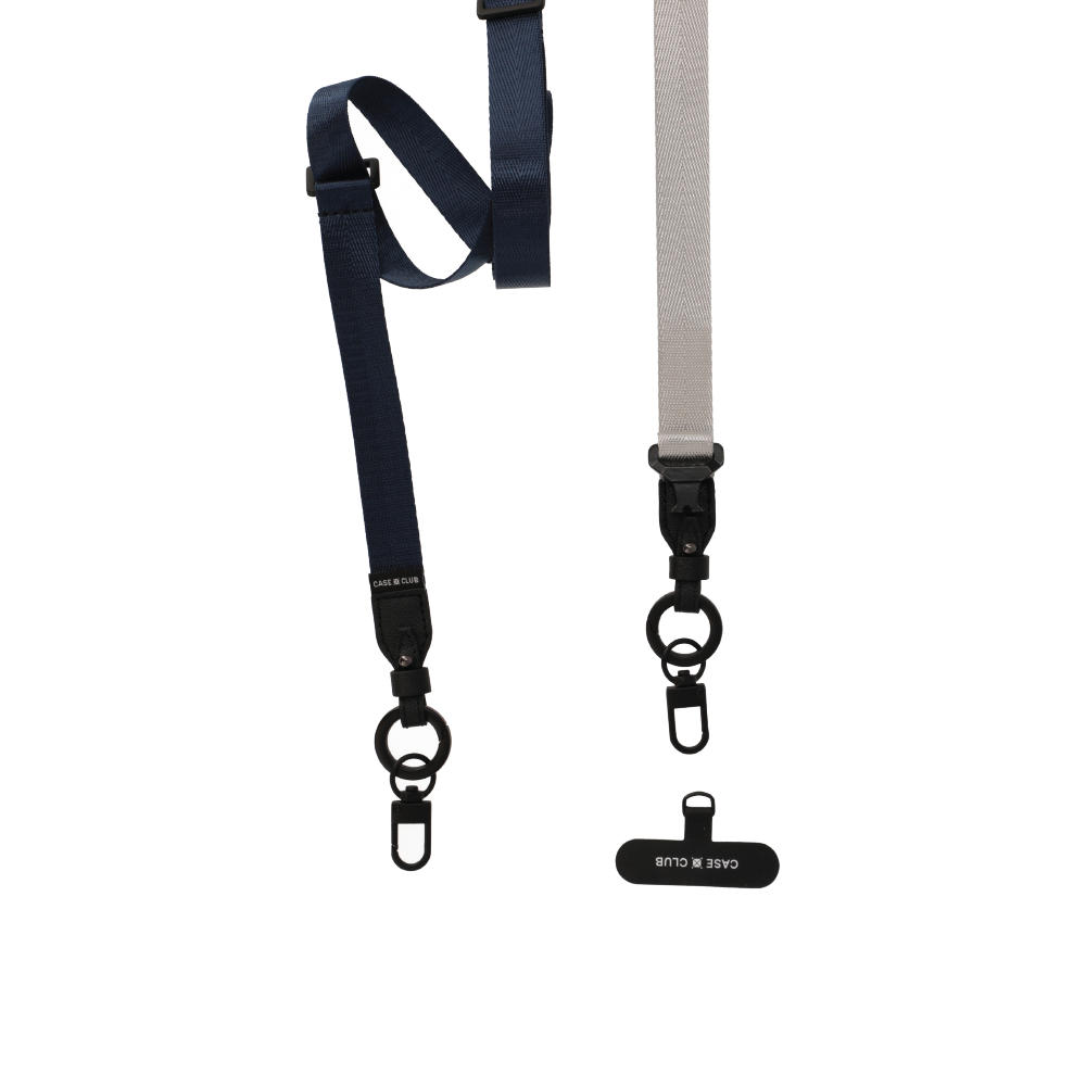 navy/grey crossbody 2 in 1 lanyard